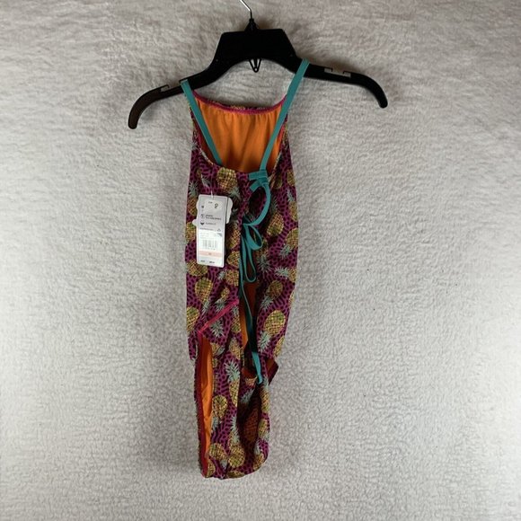 Speedo Swimsuit Womens 28 Pineapple Stretch Tie Back Endurance‎ One Piece 8081 - Picture 2 of 6